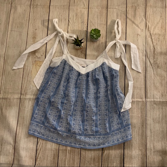 LOFT Tops - LOFT summertime blue and white blouse